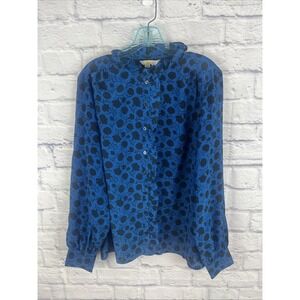 Boden Whimsigoth 100% Silk Ruffle Detail Floral Print Dark Feminine Blouse S 14